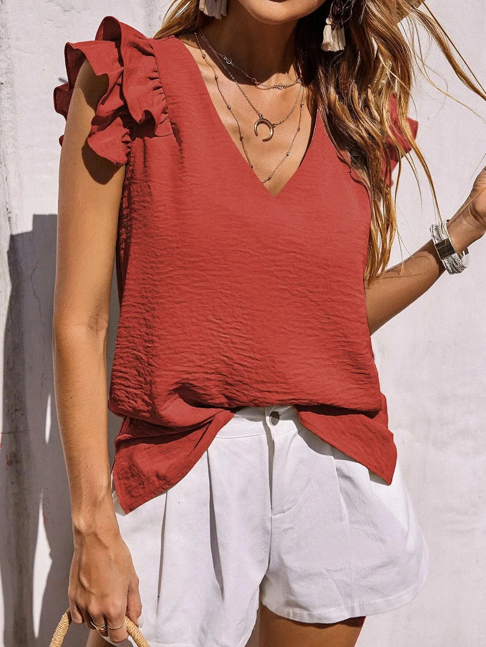 Lynette™ | Zomerse top met speelse ruffle mouwen