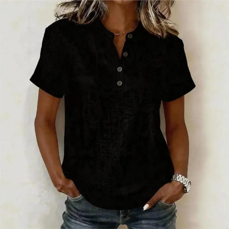 Vermeulen® | Zomerse katoenen blouse met knoopsluiting