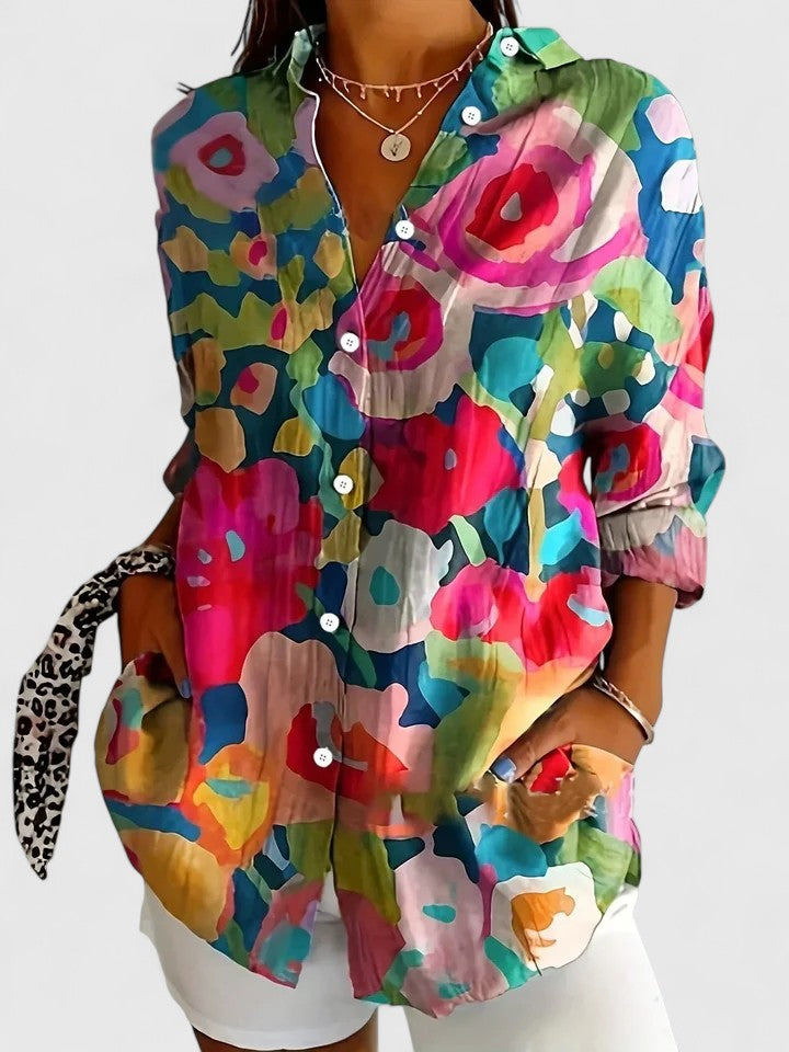 Anica - Levendige Artistieke Overhemdblouse