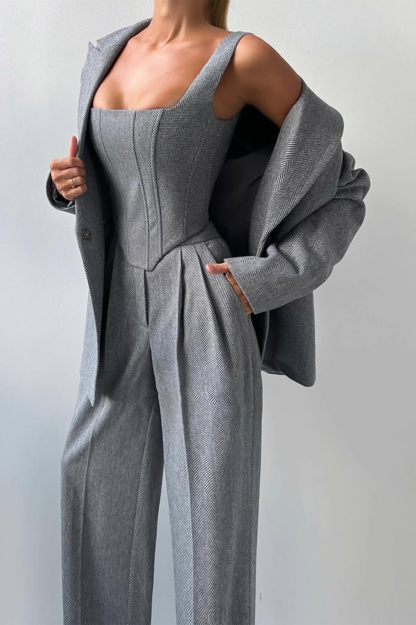 Roos™ | Driedelige set met dubbelrijige blazer
