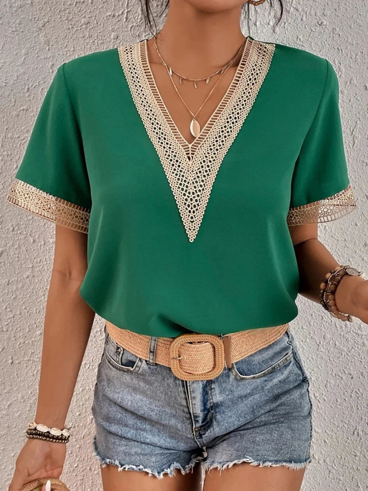 Davina™ | Elegante blouse met luxe kanten details