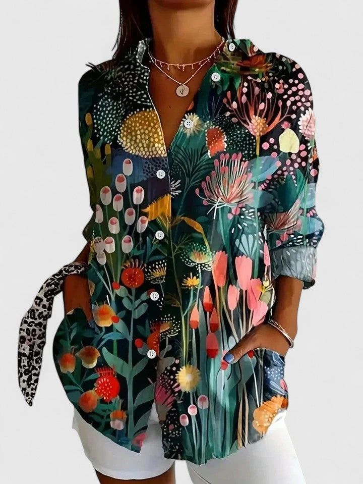 Anica - Levendige Artistieke Overhemdblouse