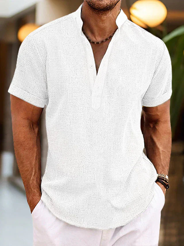 Albert | Heren Zomer Henley-Shirt met Korte Mouwen