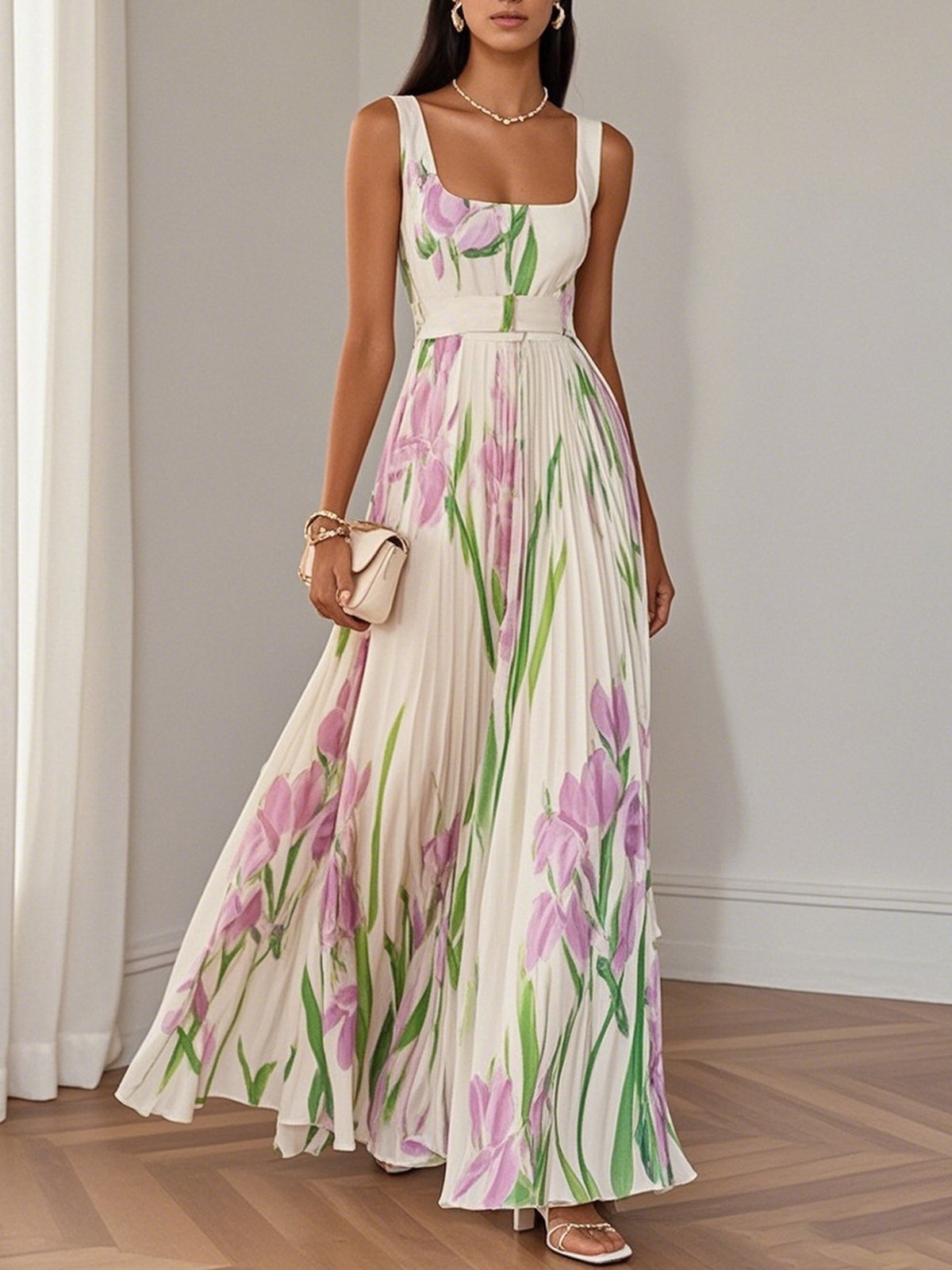 LILA – ELEGANTE BLOEMEN MAXIJURK