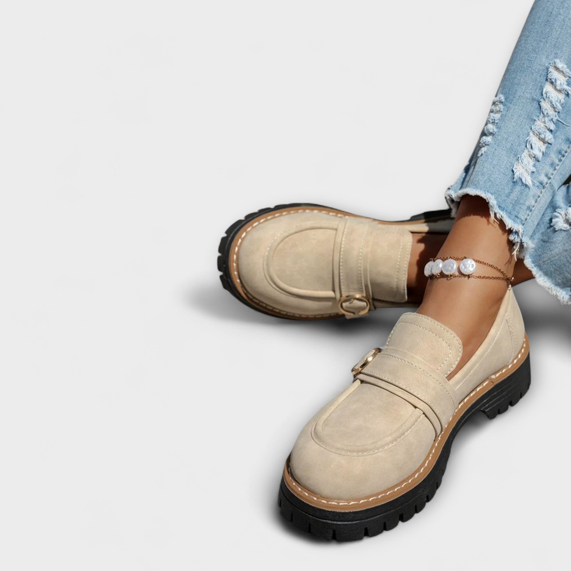 Lora | Casual Moccasins met Ronde Neus