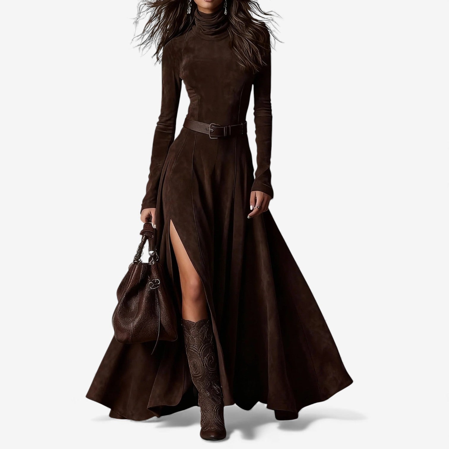 AURORA – ELEGANTE MAXI JURK MET HOGE HALS