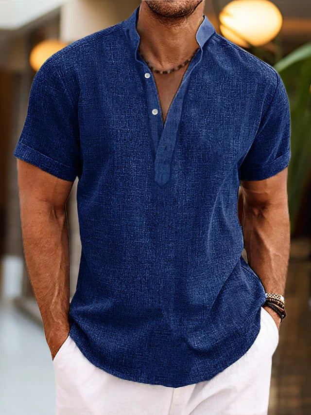 Albert | Heren Zomer Henley-Shirt met Korte Mouwen