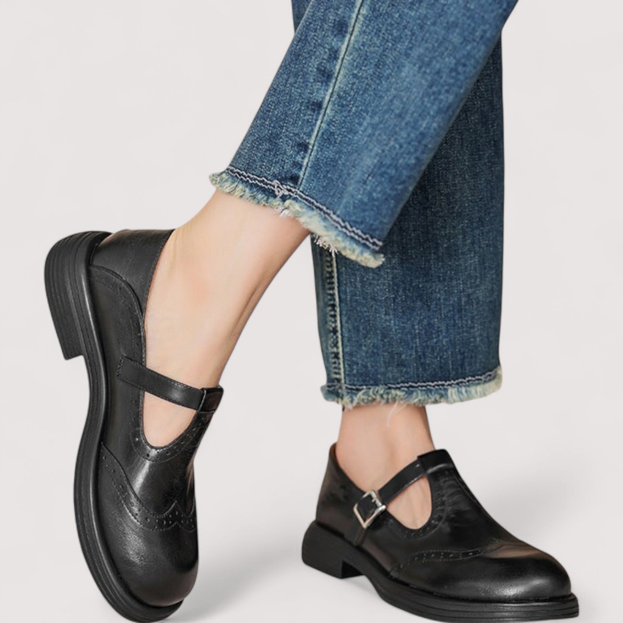 CAMILLE – VINTAGE T-STRAP LEREN SCHOENEN
