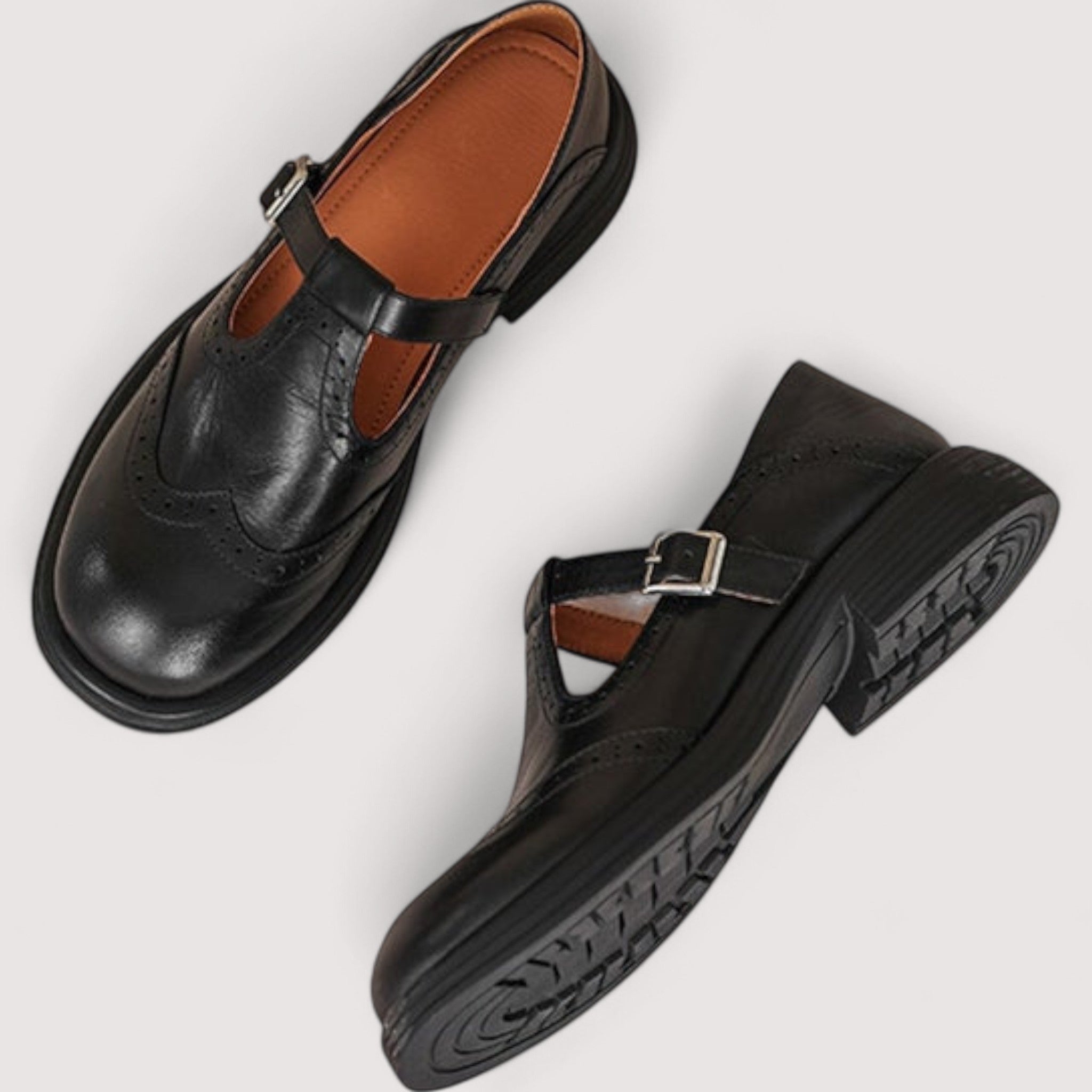 CAMILLE – VINTAGE T-STRAP LEREN SCHOENEN