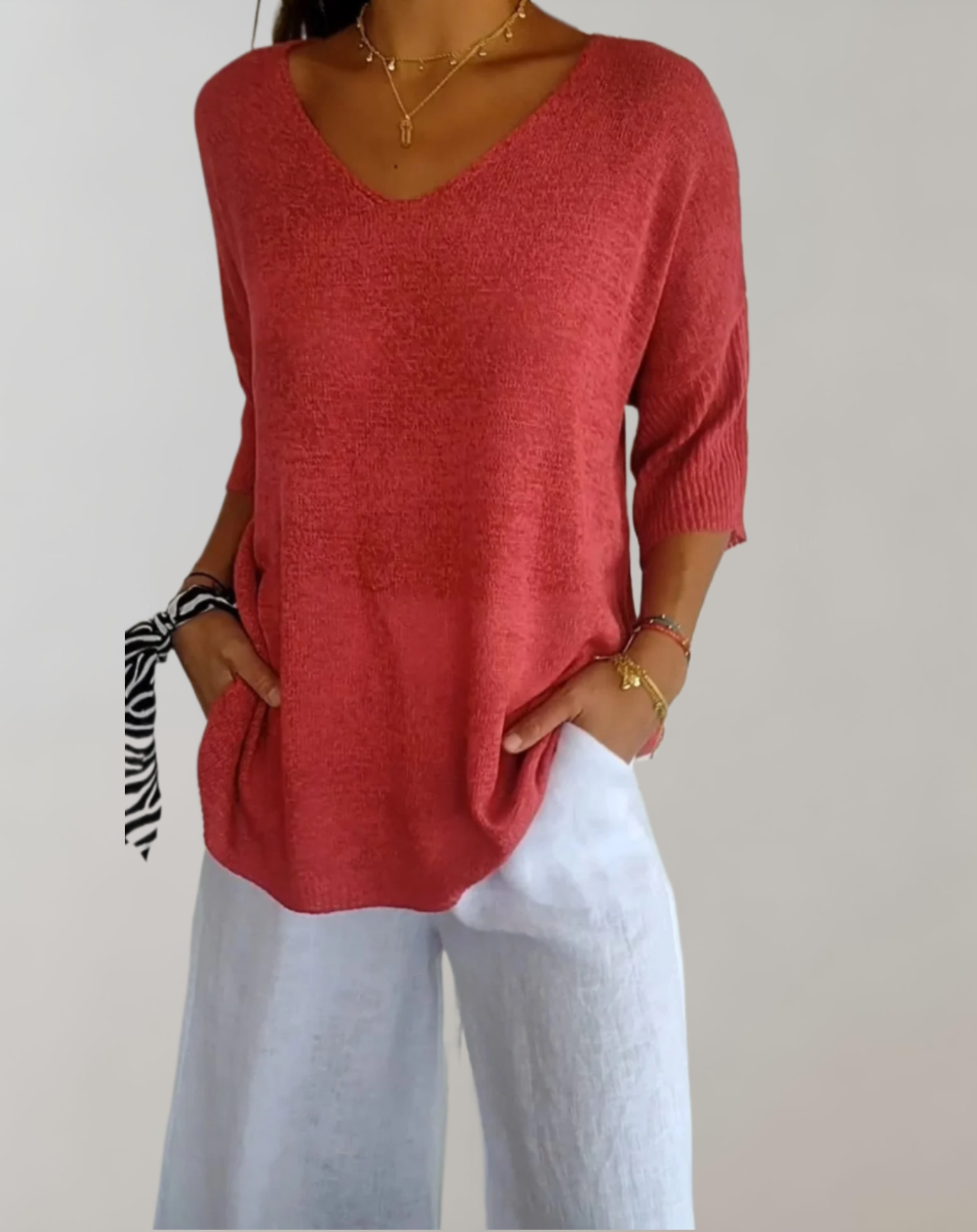 Mira™ | Gebreide Top Met V-Hals