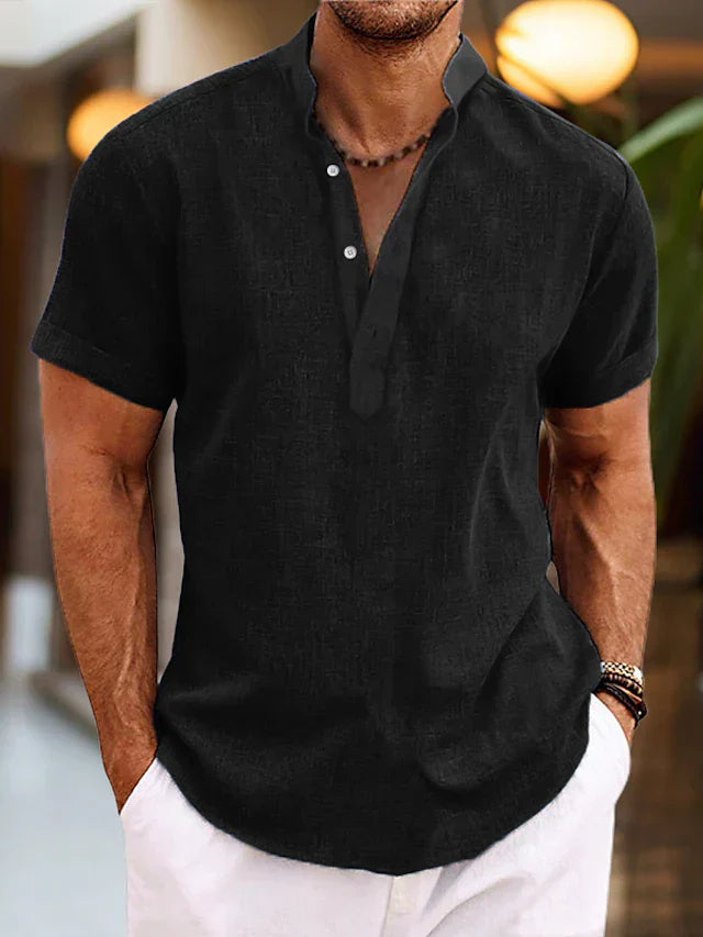 Albert | Heren Zomer Henley-Shirt met Korte Mouwen