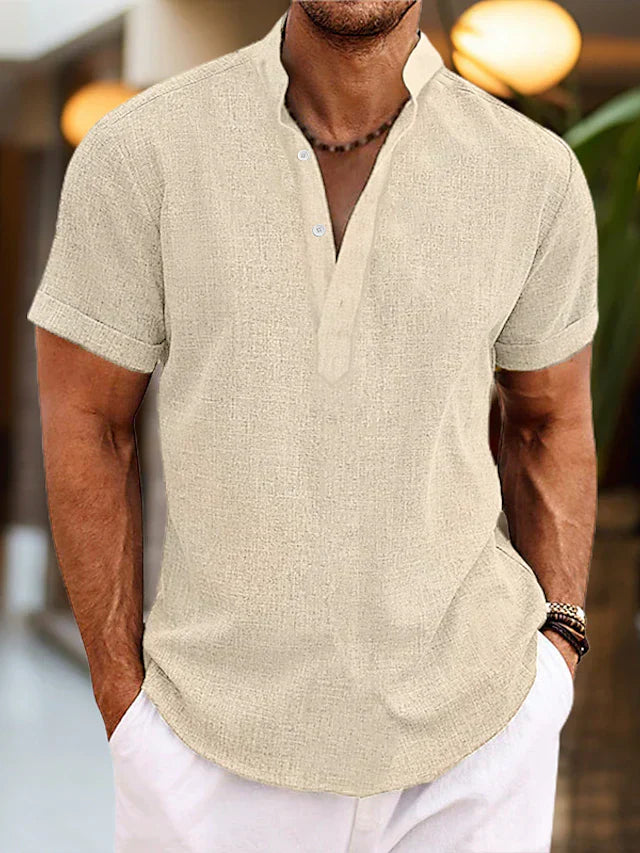 Albert | Heren Zomer Henley-Shirt met Korte Mouwen