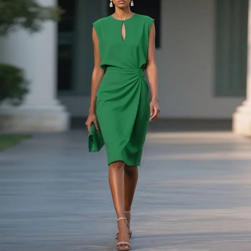 MAEVE – ELEGANTE GEDRAPEERDE KNIELANGE JURK