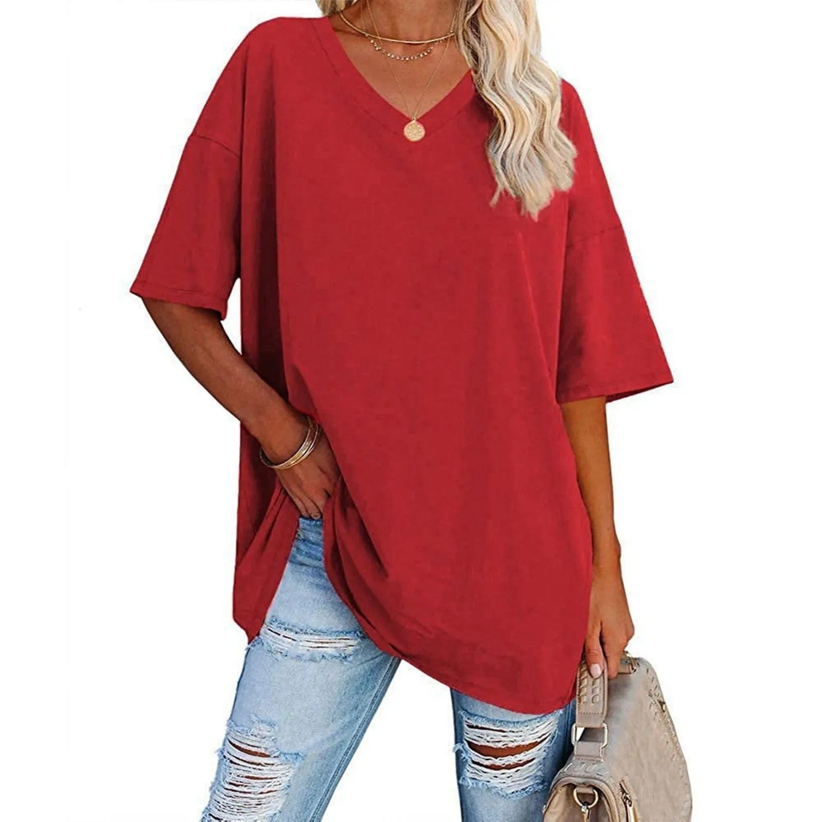 Tjarda™ | Oversized V-Hals T-Shirt